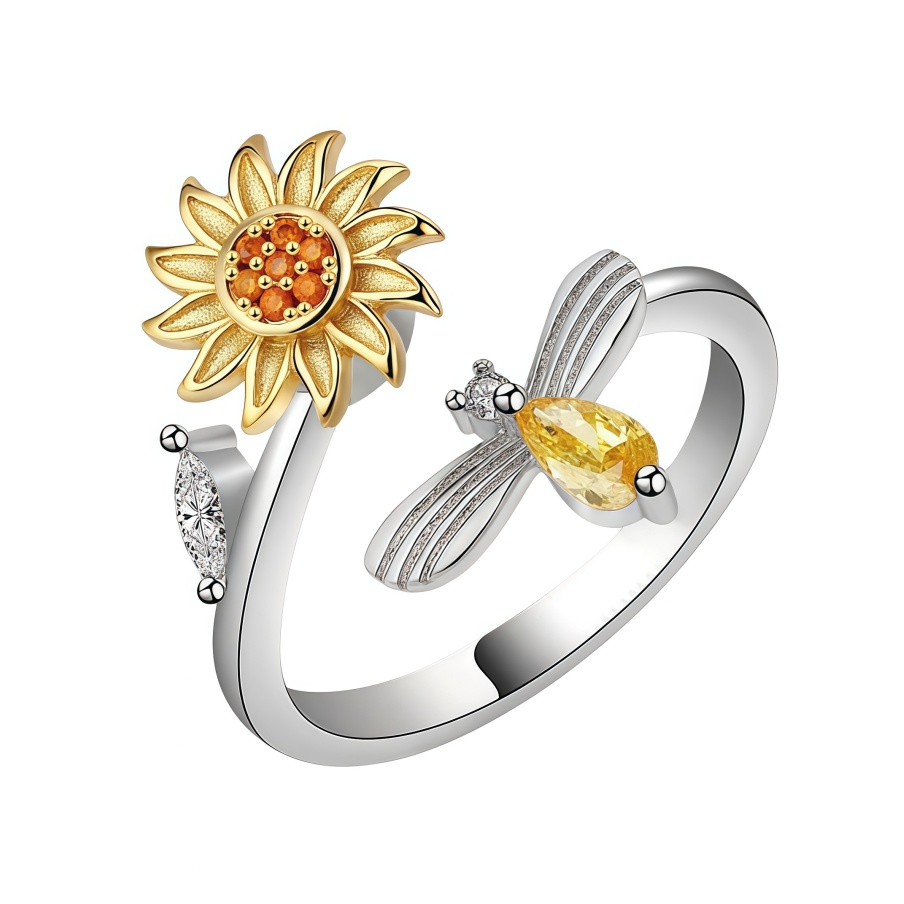 Rotatable Fidget Spinner Ring Womens Open Adjustable Anxiety Relief Rings